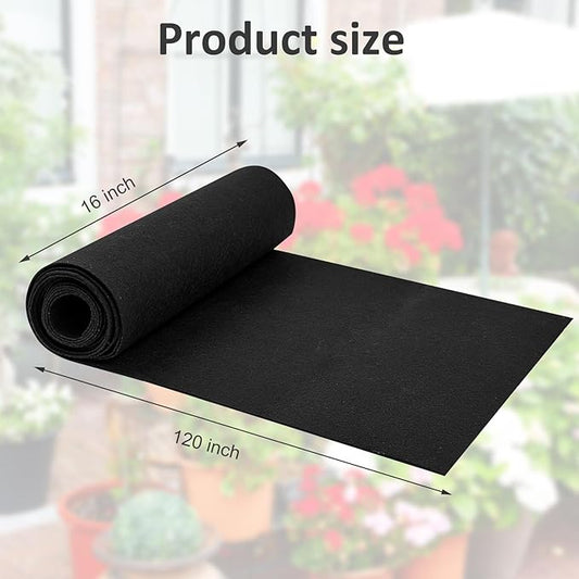 16 x 120 Inch Felt Planter Liner Roll Non-Woven Fabric Coconut Basket Liner Alternative Plant Liner Roll Black Coco Liners Roll Replacement Easy to Cut for Planter Hanging Flower Basket Window Box