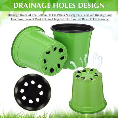 Havawish 150 Pcs 4 Inch Plastic Nursery Pots Seedling Starting Pots with Drainage Holes Thicken Flower Planters Seed Starting Indoor Outdoor for Seedling Cutting Transplanting(Green)