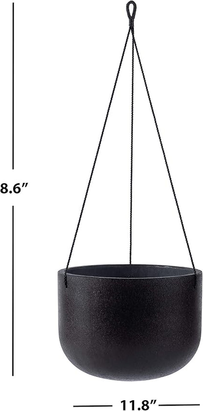 Safavieh Outdoor Collection Rancer Hanging Black Concrete Planter (Fully Assembled)