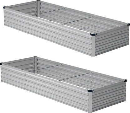 10x2x1ft(2 Pack) Galvanized Raised Garden Bed,Outdoor Planter Box Metal Patio Kit Planting Bed for Vegetables Flowers and Succulents,Silver