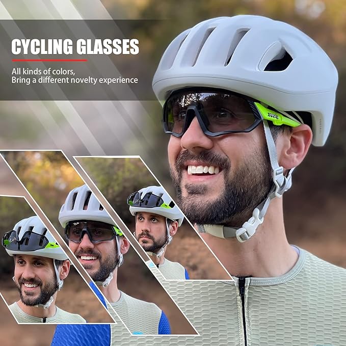 KAPVOE Photochromic Cycling Glasses Men Women Mountain Bike Sunglasses Clear MTB Bicycle Riding - K9408