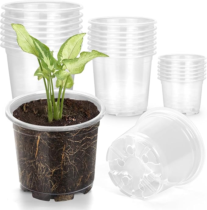 21 Pack 3.5/5/6 Inch Clear Nursery Pots for Plants, Clear Plant Pots with Drainage Holes, Flexible Plastic Plant Pots, Seedling Planter Seed Starter Pots(3.5+5+6 Inch)