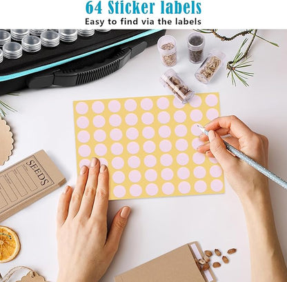 60 Slots Seed Storage Organizer with 20 Seed Envelopes, Sturdy Seed Organizer Storage Box with Zipper Bag Label Stickers(Seeds not Included), Seed Storage Container for Flower Plants Garden