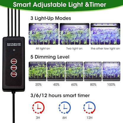 MQUPIN 80-Cell Seed Starter Tray with Grow Light, 2-Pack Adjustable Brightness Seed Starter Kit with Humidity Dome,Smart Timer,Watering Sprayer,Seeder,Plant Germination Kit for Seeds Growing