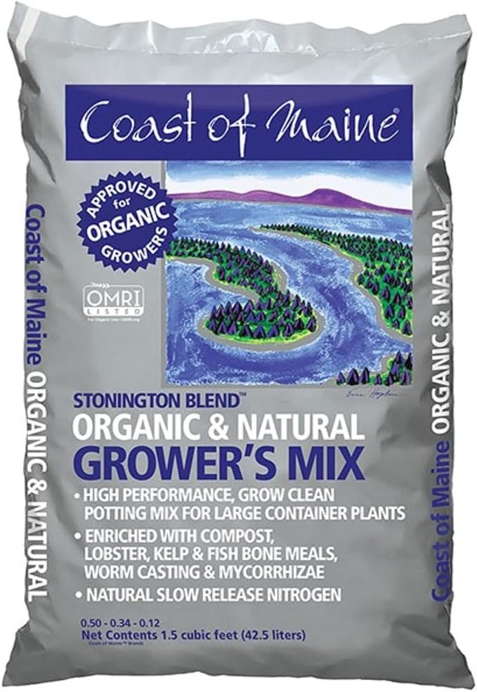 Coast of Maine Stonington Blend, 1.5 cu ft (Pack of 4) Organic and Natural Grower?s Mix for Large Container Plants