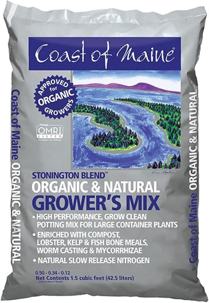 Coast of Maine Stonington Blend, 1.5 cu ft (Pack of 4) Organic and Natural Grower?s Mix for Large Container Plants