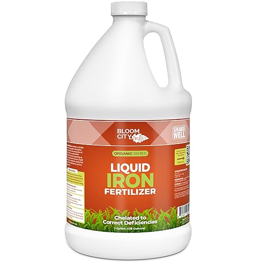 Chelated Liquid Iron – Bloom City Organic Iron Supplement for Lawns & Plants – 1 Gallon