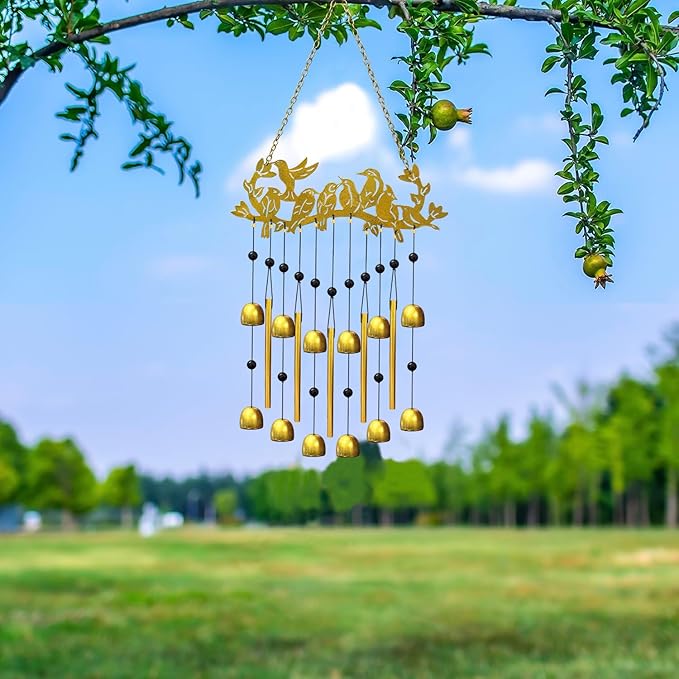 Bird Wind Chimes for Outside, Christmas Hummingbird On Branch Metal Windchimes Indoors Window Hanging Garden Patio Yard Porch Home Decor Soothing Tones Memorial Birthday Festival Gifts for Women, Mom