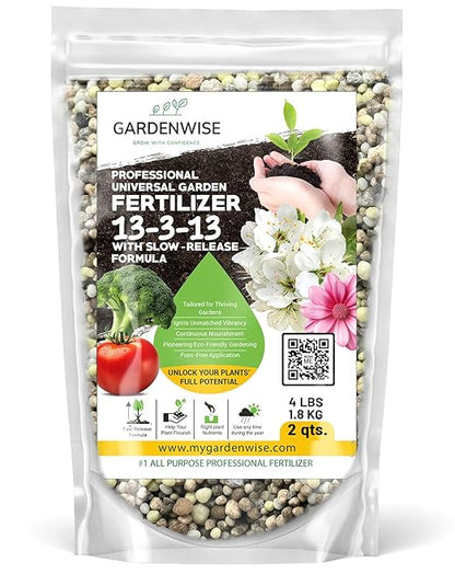Professional Universal Garden Fertilizer 13-3-13 with Slow-Release Formula (2 QUARTS)