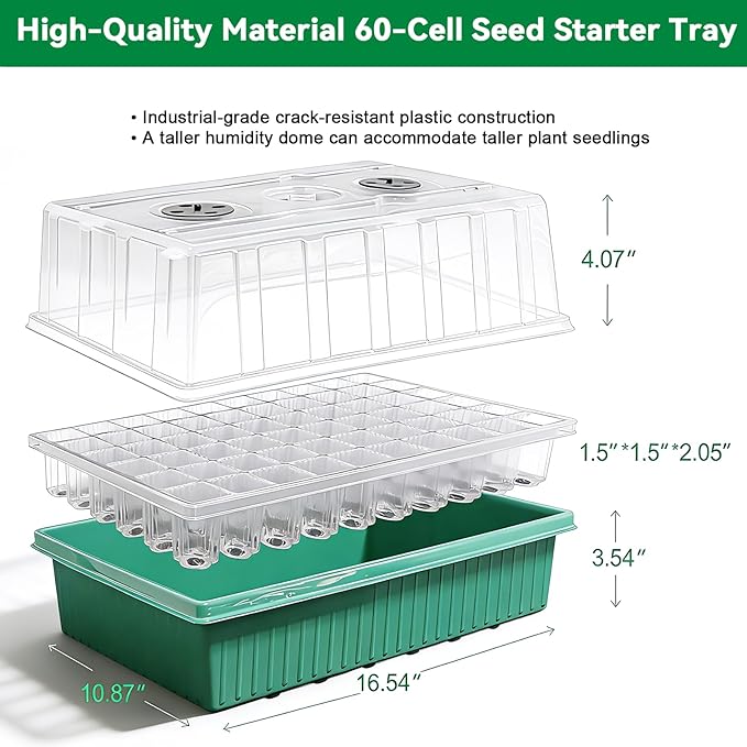 Self-Watering Seed Starter Tray with Grow Light,120-Cell Seed Starter Kit with Humidity Dome,Seed Germination Kit,User-Friendly Plant Germination Trays for Indoor Plants (2-Pack 120-Cell)