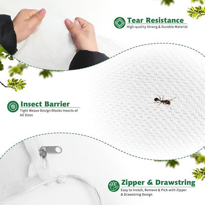Evoio Bird Netting for Garden Plant Fruit Tree Protection Large Blueberry Bushes Netting Covers Bags with Zipper, 6 x 7 ft Shrubs Bush Tomato Strawberry Berry Barrier Mesh Cover Net Protector (2 Pcs)