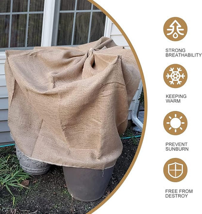 Burlap Fabric Roll, 62 Inch (W) X 16 Ft (L), Jute Outdoor Fabric by The Yard for Rose Bush Covers, Plant Garden Burlap Tree Trunk Wraps to Protect bark, Farmhouse Tree Decor for Crafts Gardening