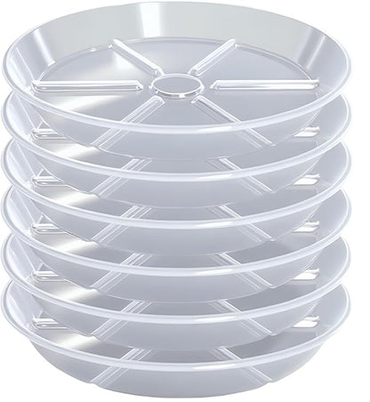 6 Pack Plant Saucers, 10 inch Clear Plant Trays, Durable Round Plastic Flower Plant Water Drip Tray for Pots Planter, Heavy Duty Plant Dish Pant Plate to Catch Water for Indoor & Outdoor