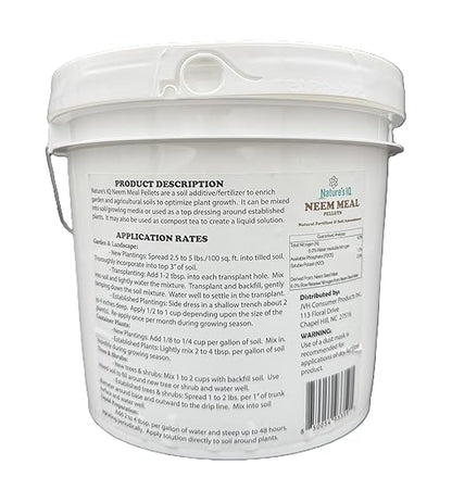 Nature's IQ NEEM Meal pellets. 7LB Bucket. Natural Fertilizer/Soil Ammendment. Improves Soil Structure & Promotes Active Root Systems. Easy to Apply pellets in resealable Bucket.