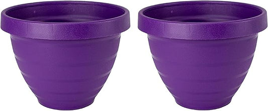 The HC Companies Rings Flower Planter - Self Watering Plant Pots for Herbs & More - Round Lightweight Outdoor & Indoor Planter (16" Purple, Pack of 2)