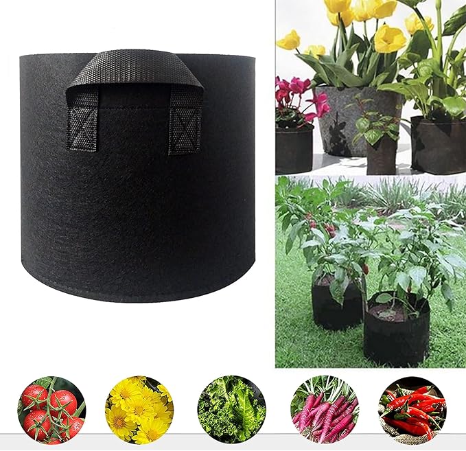15 pcs 5 Gallons Nonwoven Plant Grow Bags with Handles, Heavy Duty and Best air permeablity for Flowers, Fruit Trees, Vegetables, Garden Plants