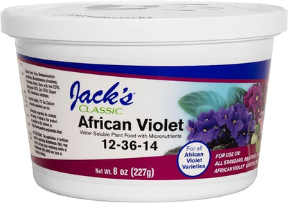 Jack's Classic 12-36-14 African Violet Water-Soluble Fertilizer with Micronutrients for Developing Strong Colorful Plants, 8oz