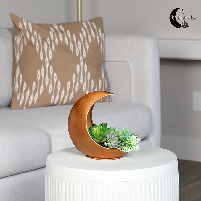 Table Planter - Desk Moon Planter – Candle Holder - Boho Planters for Indoor Plants, Succulents, Air Plant, Cactus, Faux, Artificial Plants -Witchy Gifts for Women, Birthdays, Plant Lovers