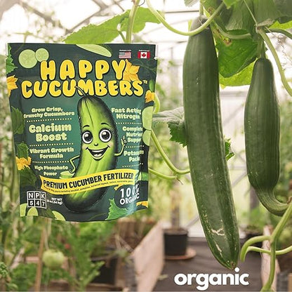 Happy Cucumber Fertilizer by Happy Nutrients Organic Premium Fertilizer for Cucumbers, Zucchini, Pumpkins, Squash & Melons – Fast-Acting, Nutrient-Rich Cucumber Plant Food for High Yields – 12 oz