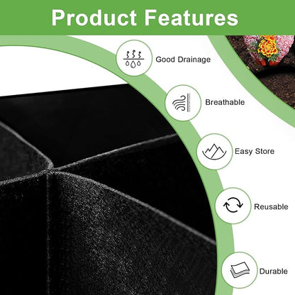 Fabric Raised Garden Bed, 2x2x1Ft 64 Gallon Garden Grow Bags, Rectangle Raised Planter Garden Bed for Vegetables Potatoes Flowers Planting Container for Outdoor Gardenin (4Grids)