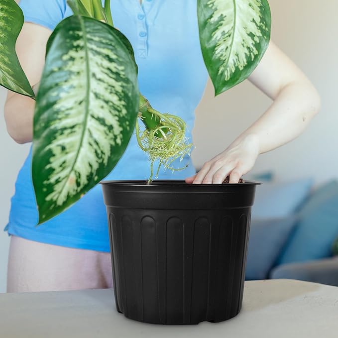 24 Pack 3 Gallon Nursery Pots, Thickened Soft Black Plastic Plant Pots with 24Pcs Waterproof Plastic T-Type Plant Tags and 2Pcs/Set Transplanting Digging Mini Tools