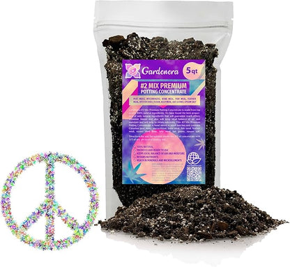 Gardenera Premium Organic #1 Potting Soil Mix - Ideal Nutrient Blend for Robust, High-Yield, and Beautifully Blooming Outdoor Guerrilla Growing Plants - 5 Quart