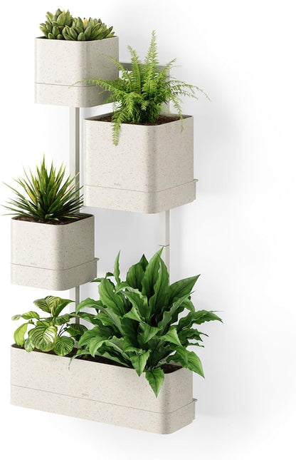Umbra Cubiko Wall-Mount Planter with Four Adjustable Pots, Suitable for Indoor or Outdoor Use, Sand
