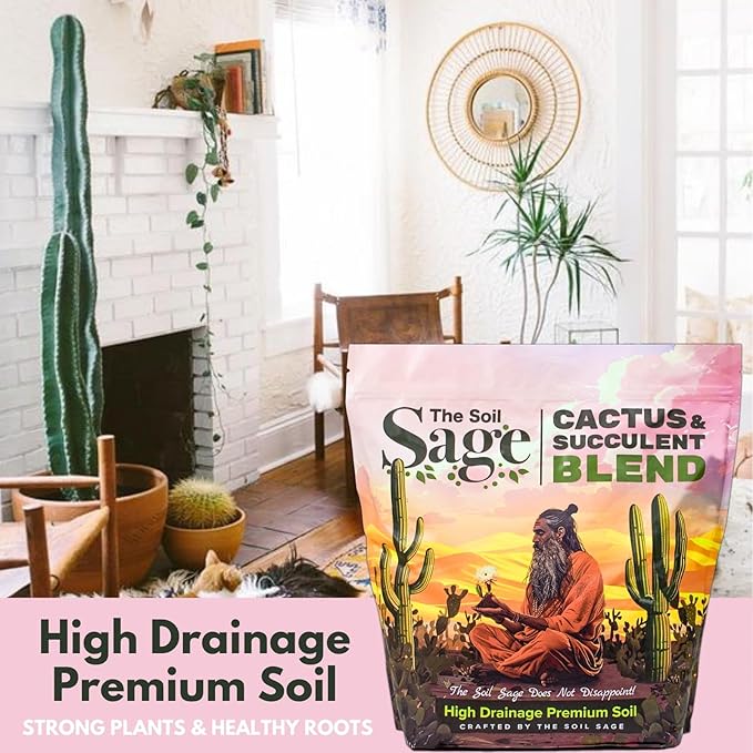 5 Dry Qt Cactus & Succulent Potting Soil Mix, USA Made - Gritty, Fast Draining, Soilless, Root Boosting, Peat-Free - Growth of Cactus, Succulents, Jade, Aloe Vera (5 Qt)