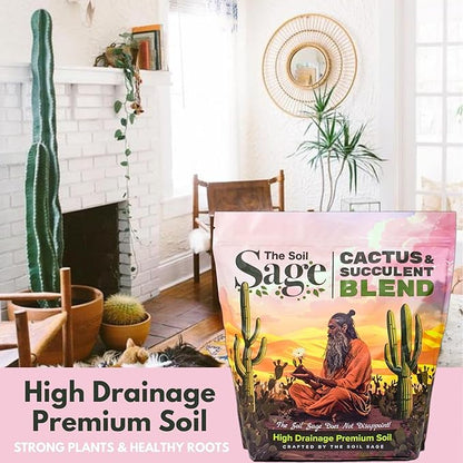 5 Dry Qt Cactus & Succulent Potting Soil Mix, USA Made - Gritty, Fast Draining, Soilless, Root Boosting, Peat-Free - Growth of Cactus, Succulents, Jade, Aloe Vera (5 Qt)