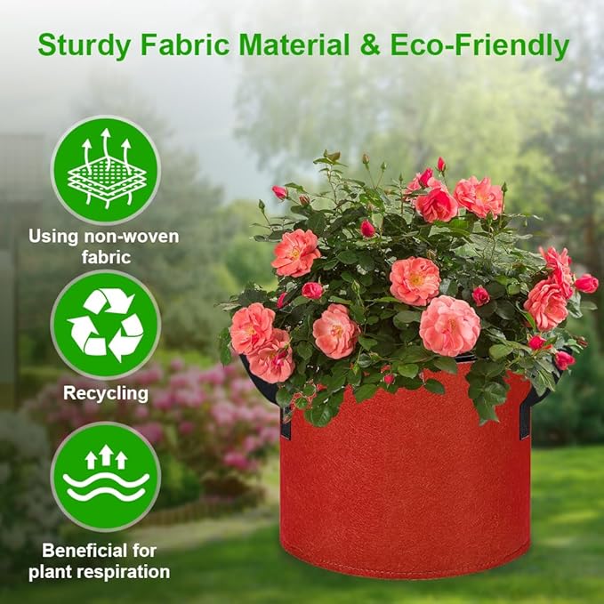 5 Gallon Grow Bags 16 Pack Multicolor Fabric Plant Pots with Handles Nonwoven Potato Grow Bags Plant Growing Containers Bag for Garden Fruit Vegetable Flower(Orange+Red+Yellow+Purple)