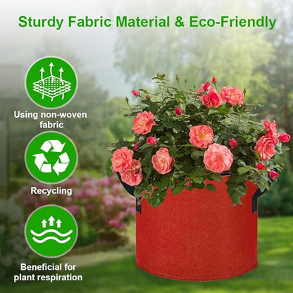 5 Gallon Grow Bags 16 Pack Multicolor Fabric Plant Pots with Handles Nonwoven Potato Grow Bags Plant Growing Containers Bag for Garden Fruit Vegetable Flower(Orange+Red+Yellow+Purple)
