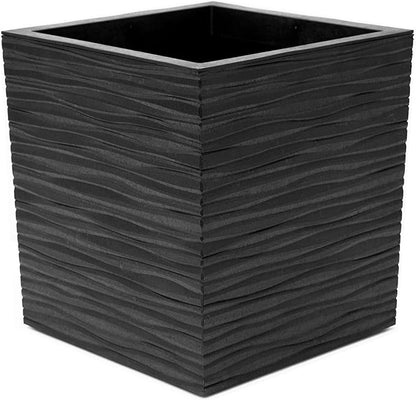 Tierra Verde Indoor & Outdoor Self-Watering Square Planter, Citadel Serenity, 14”, Black - Planting Containers for Plants and Flowers - Gardening and Landscaping Accessories