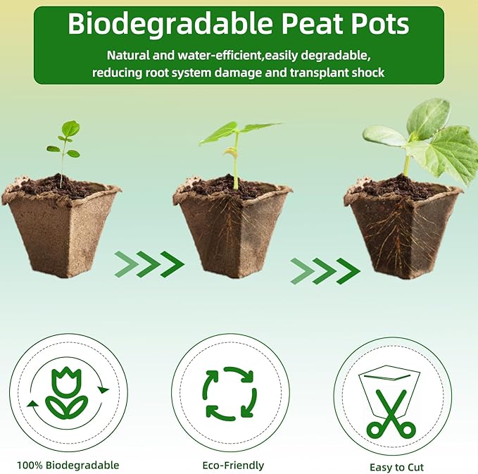 Seed Starter Tray,240 Cell Biodegradable Peat Pots Seed Starter Kit,Organic Germination Trays for Vegetable Flower Seedlings with 20 Plant Labels & 2 Garden Tools -20 Pack(Khaki)