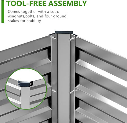 2PCS 10x3x1ft Galvanized Raised Garden Bed Kit,Metal Planter Box for Vegetables,Flowers,Herbs Durable Rust-Resistant Patio Gardening Beds,Silver