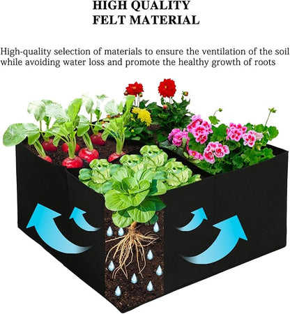 2pcs Raised Garden Bed with Grow Grid,23.6x23.6 inch Elevated Flower Vegetables Bed Planter Box,Planting Container,Plant Root Pouch Pots,Garden Tub