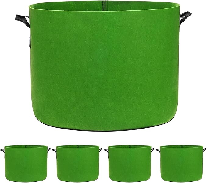 5-Pack Plant Grow Bags 10 Gallon Grow Bags 300G Thickened Fabric Pots with Durable Handles Plant Garden Grow Pots for Fruits/Vegetables/Flowers/Plants [Green]