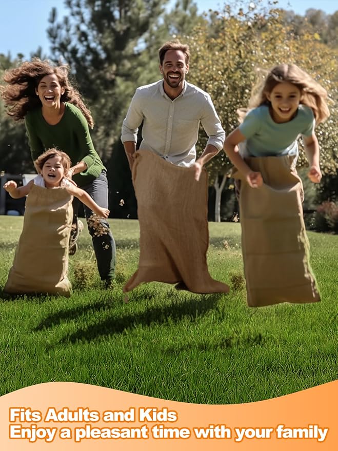 ANPHSIN 4Pcs Breathable Natural Burlap Bags - 24"x40" Reusable Thicken Jute Potato Onion Food Storage Sacks with Rope