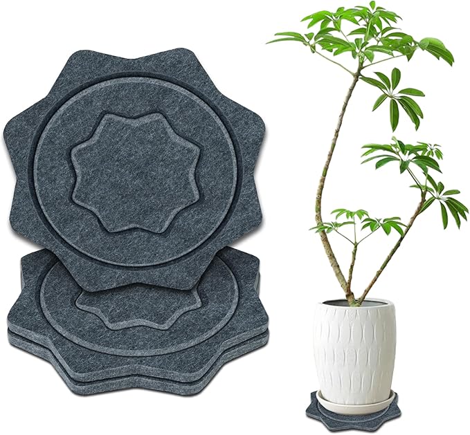 BXI Felt Plant Saucer Mat - 3 Pcs 10 Inch Water Absorbent Planter Coaster, Thick Flower Pot Saucer Pad, Planting Drip Tray for Indoors, Fabric Protective Plate for Tabletop and Floor Surface