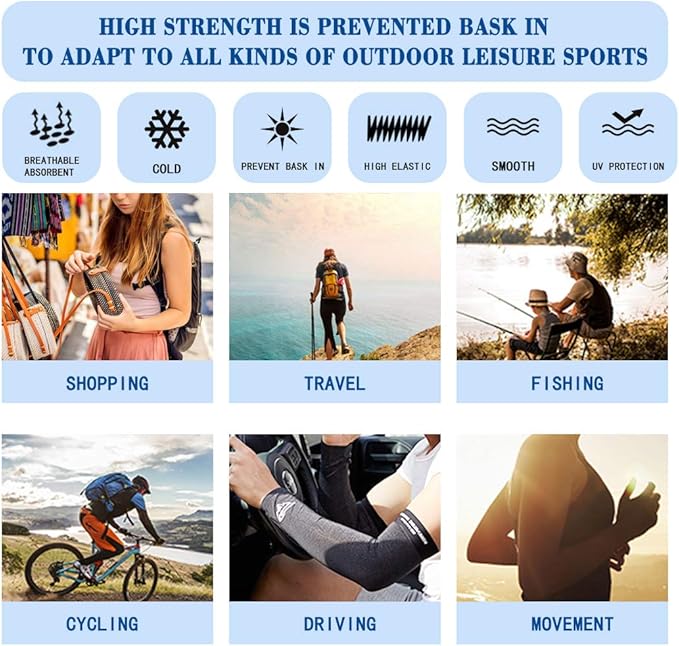 Binienty Unisex Arm Sleeves for Driving, Golf, Cycling, Sports, UV Protector Cooling Arm Sleeves Cover