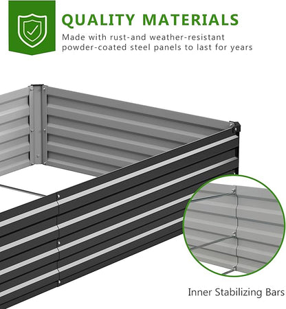 2PCS 10x3x1ft Galvanized Raised Garden Bed Kit, Galvanized Planter Raised Garden Boxes Outdoor, Large Metal Raised Garden Beds for Vegetables,Black