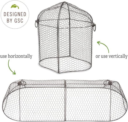 Gardener’s Supply Company Chicken Wire Cloche Garden Row Plant Protector | Sturdy Metal Protection for Seedlings and Crops from Wild Animals & Pets | 2 Section Set
