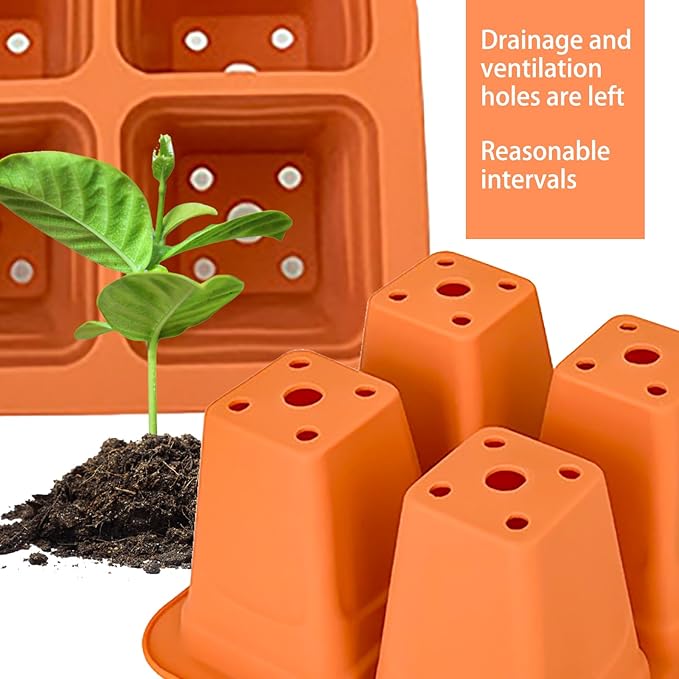 Seed Starter Trays, 5 Pack 4 Cells Seed Starter Kit, Silicone Plant Germination Trays Gardening Starter Kit, Reusable Seed Starter Tray for Plant Germination, Seeds Growing