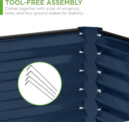 Best Choice Products 8x4x2ft Outdoor Metal Raised Garden Bed, Deep Root Planter Box for Vegetables, Herbs & Flowers, 478-Gallon Capacity, 100% Non Toxic Materials - Navy
