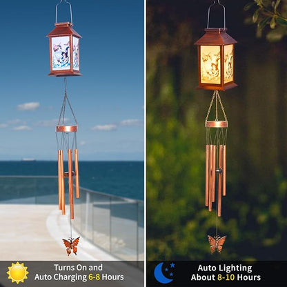 Cat Lantern House Solar Wind Chime-Solar Light Wind Chime for Outdoor Patio, Porch, and Garden Decorfor Nature Lovers,Shaped Wind Chimewith Lantern Design
