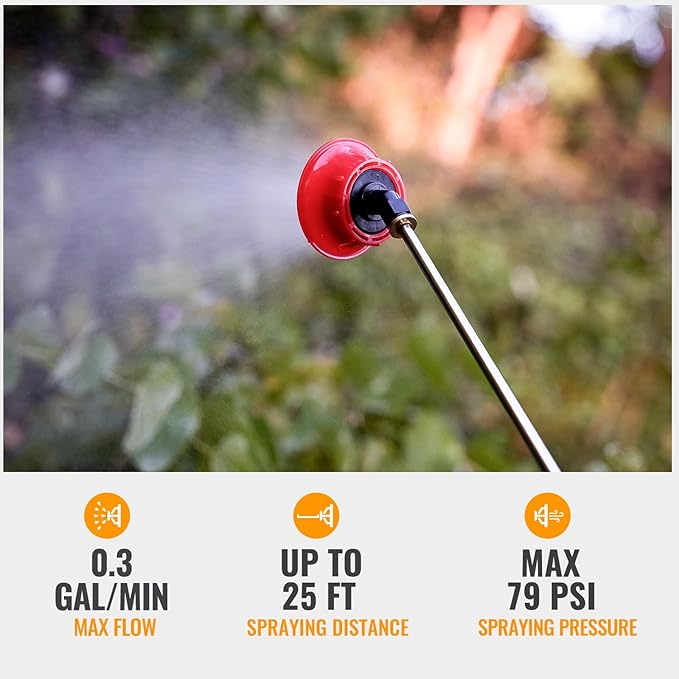 3Gallon Lawn Garden Sprayer Compatible with Dewalt 20V Battery, Backpack Pump Sprayer w/ 2.0Ah Battery, Translucent Water Tank, Adjustable Pressure, for Spraying Plants, Watering, Weeds, Cleaning