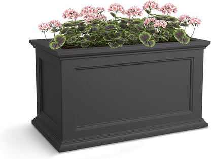 Mayne Fairfield 20x36-Inch Rectangular Planter – Self-Watering, Weather-Resistant Planter for Flowers – Durable Outdoor Design for Patio, Porch, or Entryway, Graphite Grey