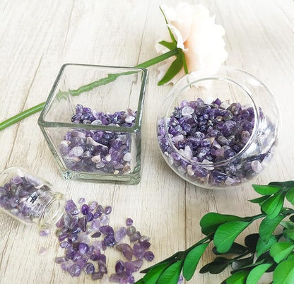ZHIYUXI Amethyst Crystal Chips Fish Tank Gravel Vase Filler Stones Crushed Crystals Gemstone Polished Healing Crystals Natural Quartz Stone 0.44lbs