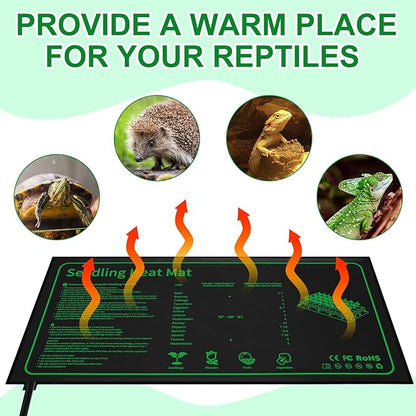 Ganeen 4 Pack Seedling Heat Mat for Seed Starting with Temperature Adjustable Knob 10" x 20" Waterproof Heating Pad for Plant Hydroponic Heating Pad Durable Germination Warm Mat for Indoor Home Garden