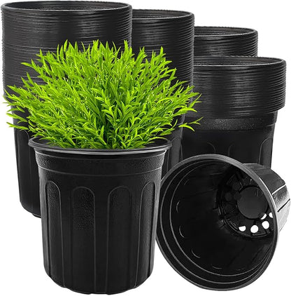 50 Pack 1 Gallon Plant Nursery Pots,Plastic Seedling Pot with Drainage Holes,Flexible Garden Flower Plant Container for Potting,Succulents,Cuttings,Transplanting,Black