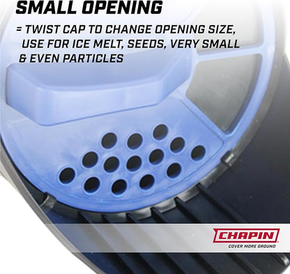Chapin 8740A: 64-Ounce Black Poly Hand Shaker Spreader for Turf,Fertilizer,Grass Seed,Salt and Sand,Year-Round Use,Large Grip Handle with 3 Openings for Pellets and Particles,(Pack of 6)